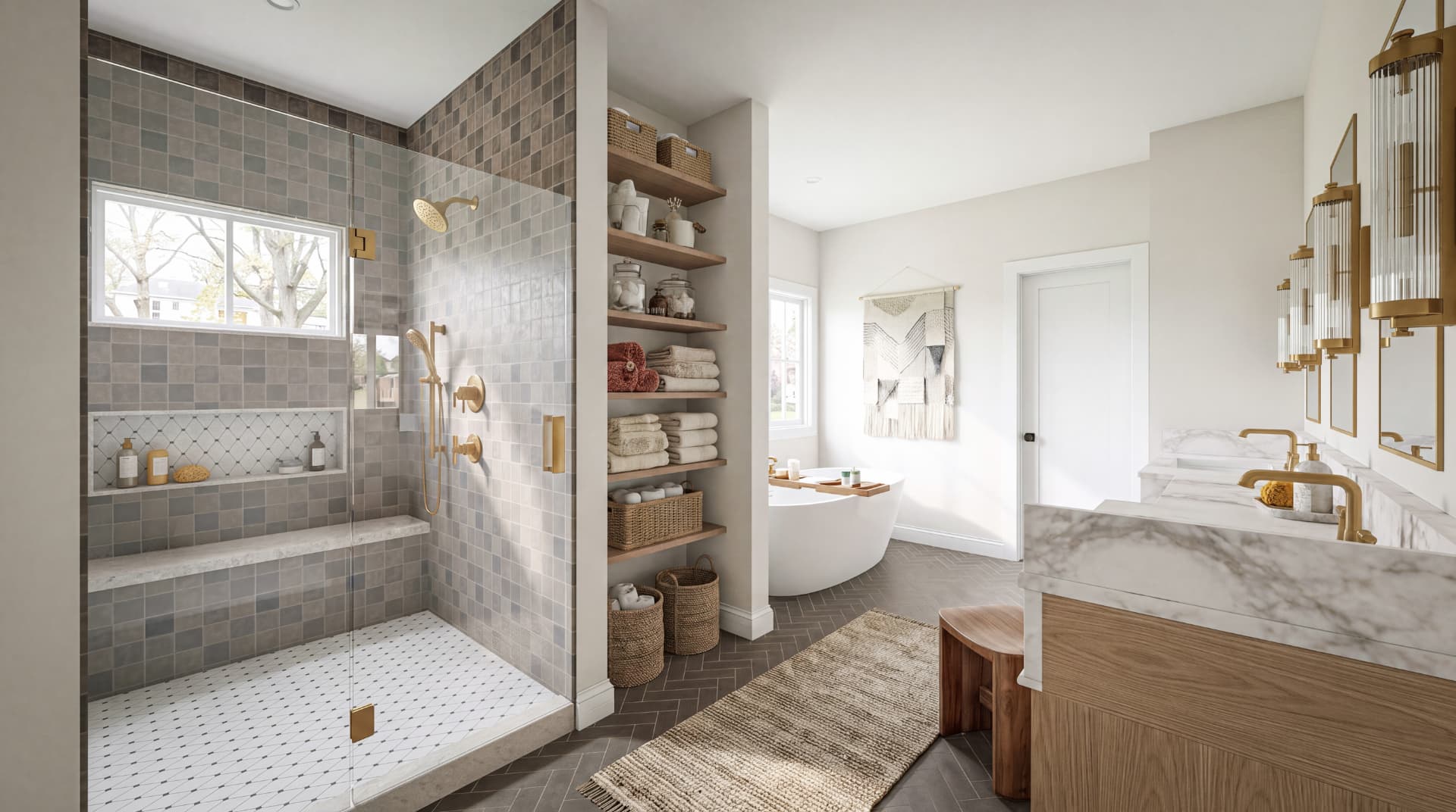 Primary Bath rendering, 5401 Moorland Lane
